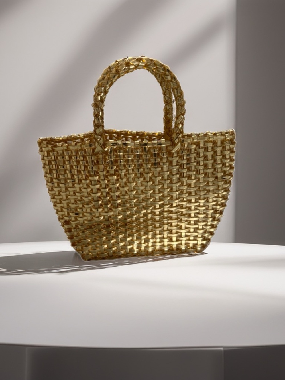 Gold Woven Mini Tote Bag - Elegant Women’s Handbag